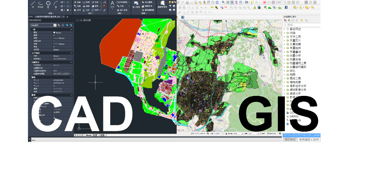 圖1、CAD與GIS交換應用，以臺中市CAD開放資料為例。