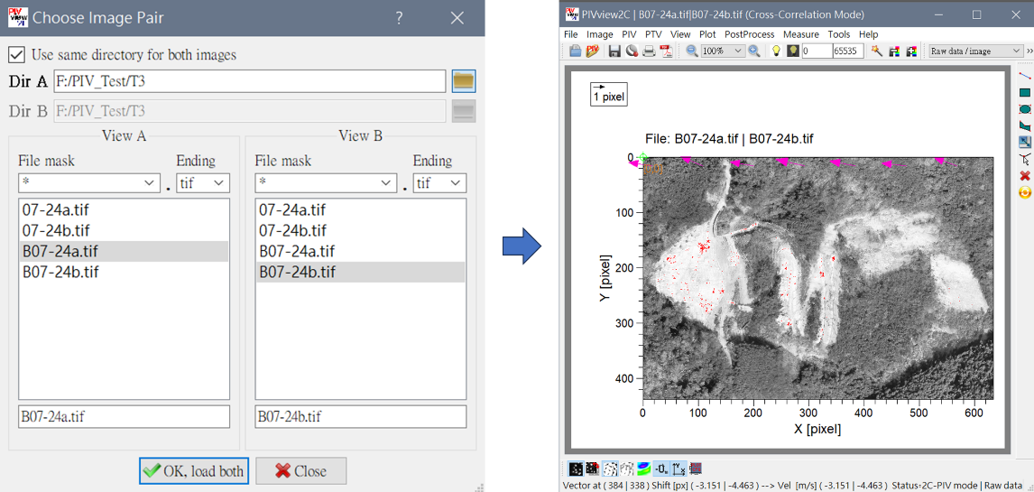 圖8、應用PIVview2C-Demo開啟TIF。來源： 農村水保署