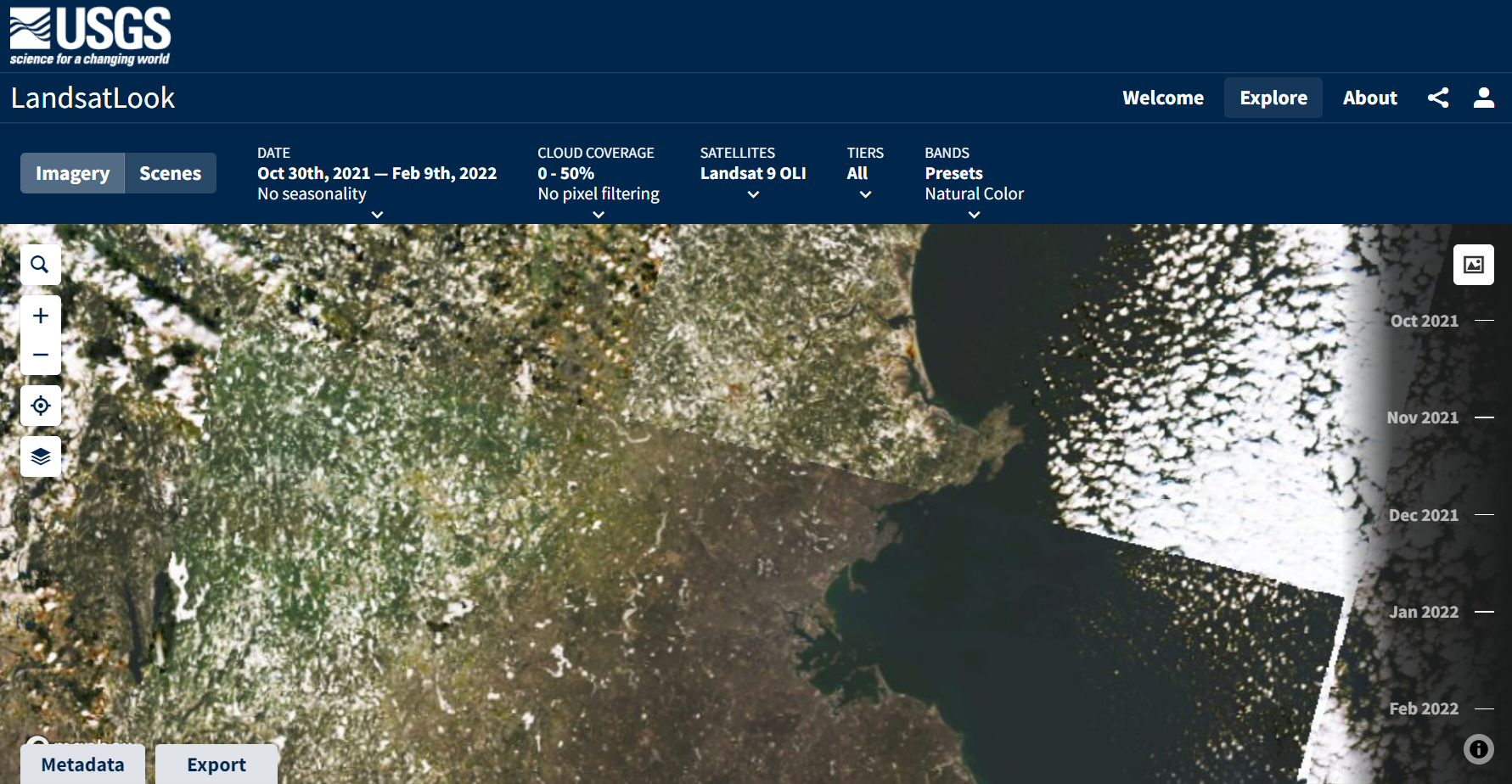 圖13、LandsatLook線上服務篩選器。來源：USGS