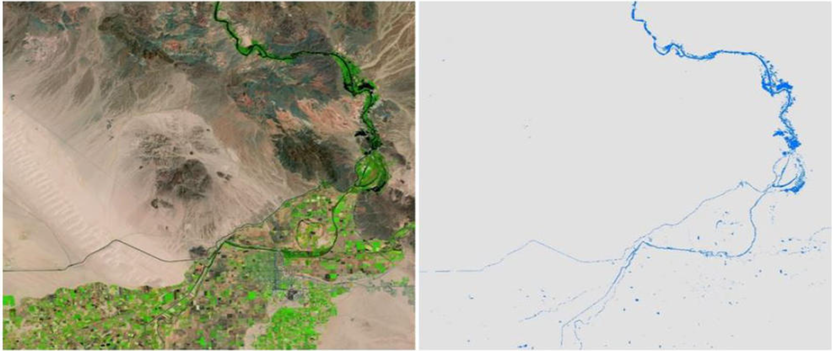 圖17、Landsat Collection 1資料集應用於地表水產品發佈。來源USGS