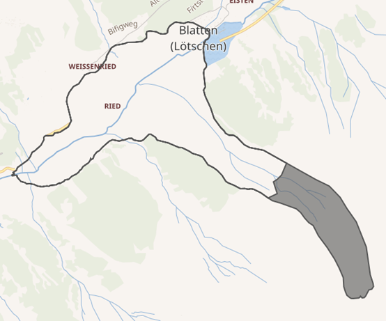 圖7、大規模冰屑崩塌範圍,圖片取自:wikipedia