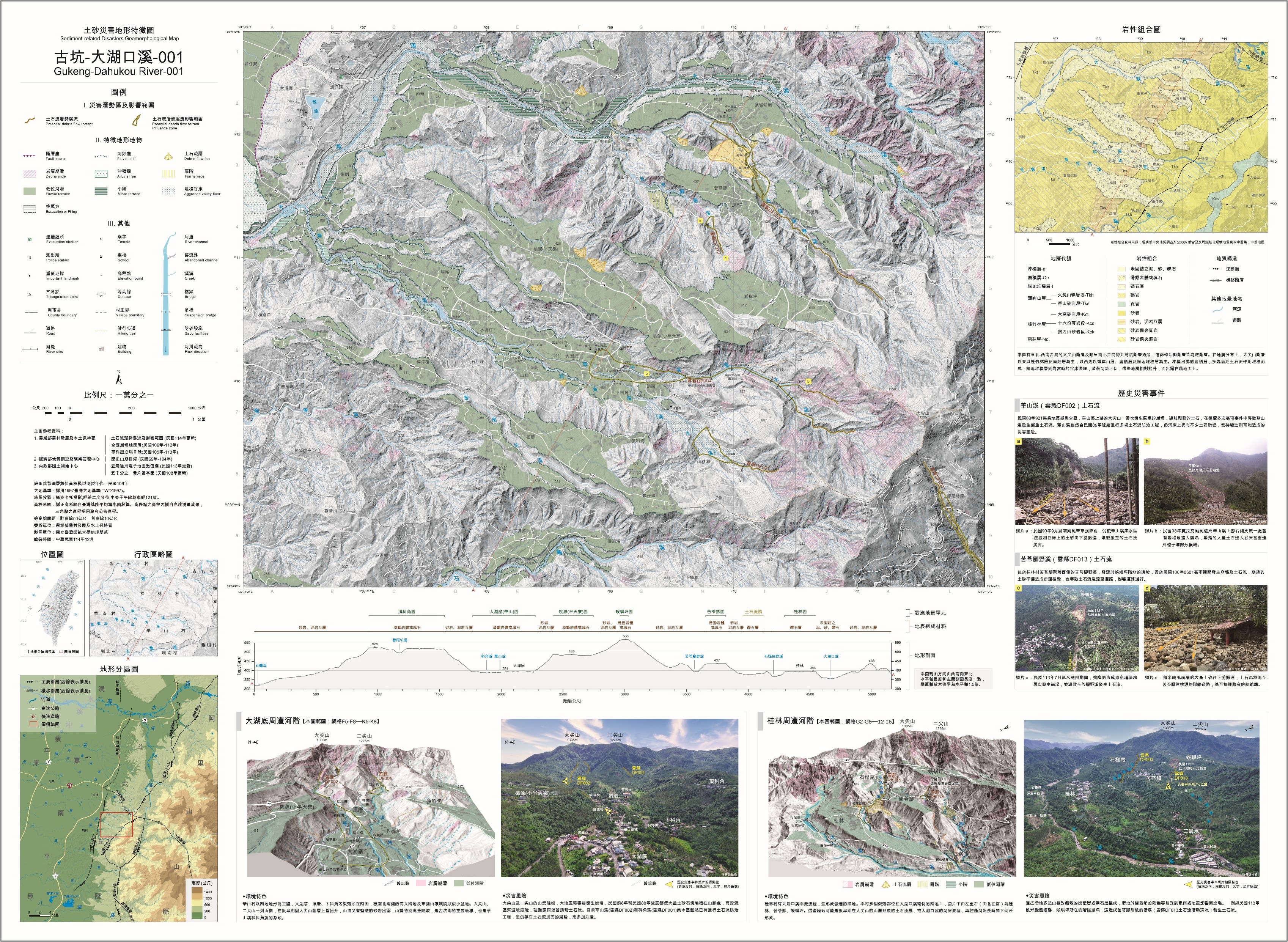 圖3 土砂災害地形特徵圖 古坑－大湖口溪－001 （雲林縣古坑鄉華山村、桂林村）