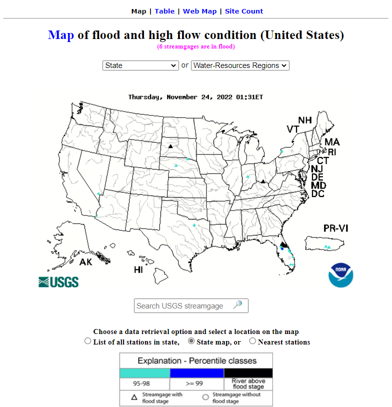 圖5、USGS即時洪水資料。來源：https://waterwatch.usgs.gov/?id=ww_flood