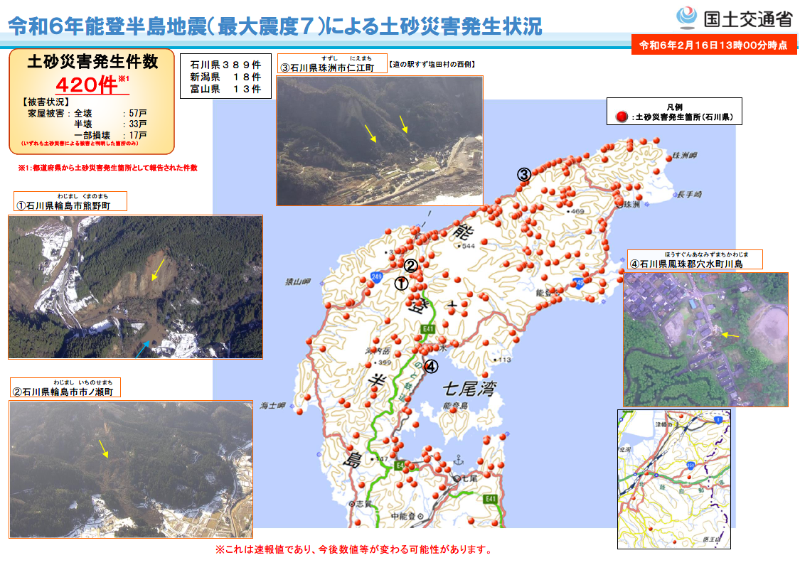 圖九、土砂災害分布位置圖（資料來源：日本國土交通省）