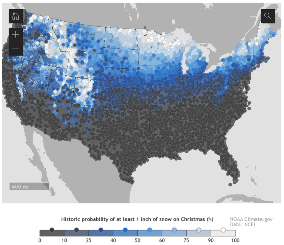 圖6、美國降雪機率圖。來源：Climate.gov