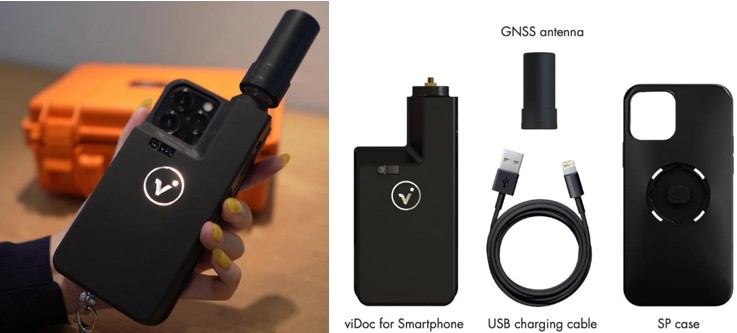 圖4、本款viDoc RTK 適用於具有LiDAR功能的智慧型手機(iPhone 12Pro以上)(圖片取自:株式会社WorldLink & Company)。
