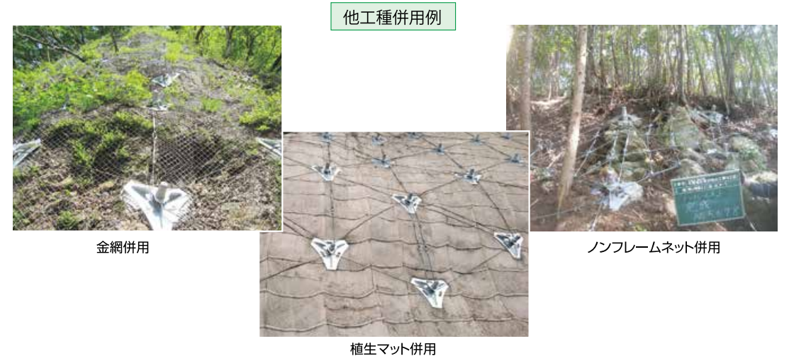 圖4、無框架工法與地工資材並用治理 (如:金屬網、植生網毯、無框網)