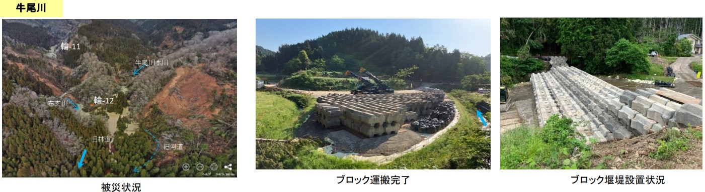 圖十二、石川縣牛尾川堰塞湖－預鑄砌石壩 (國土交通省,2024)