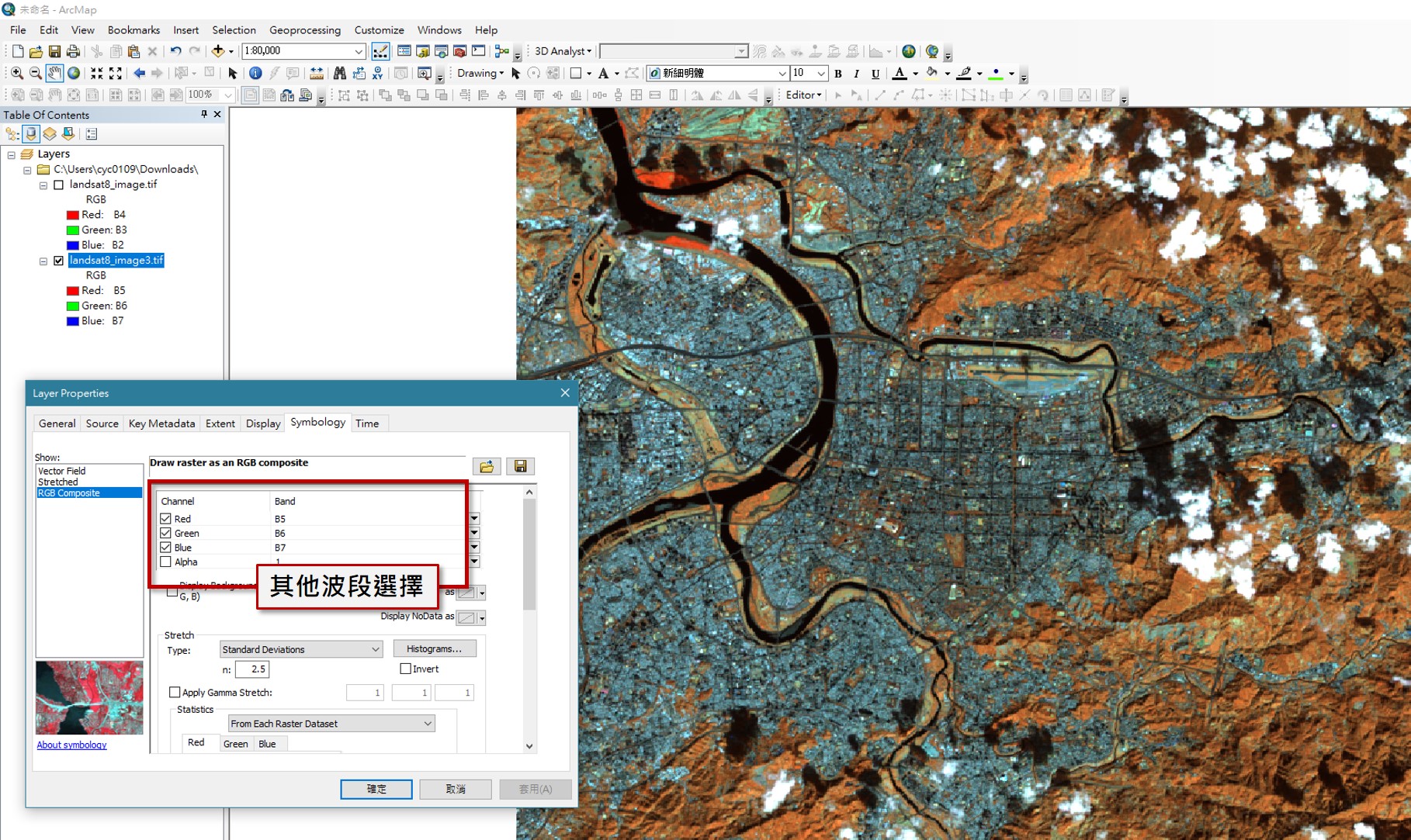 圖9、台北市Landsat-8紅外光假色影像 (RTDT)