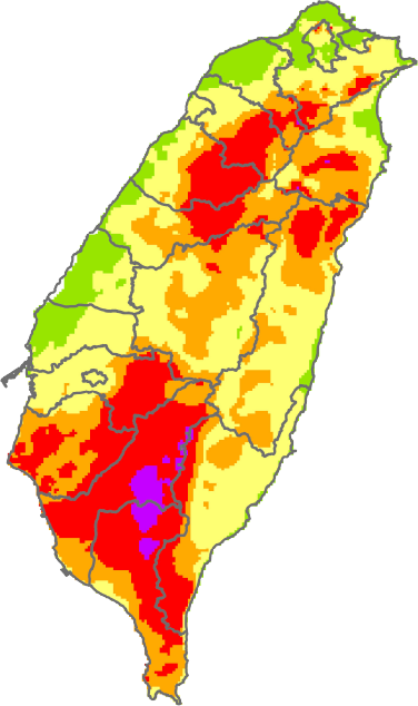 2005年效累積雨量分布圖