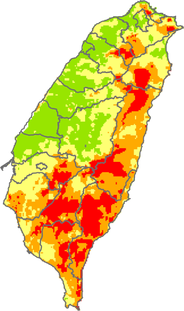 2016年效累積雨量分布圖