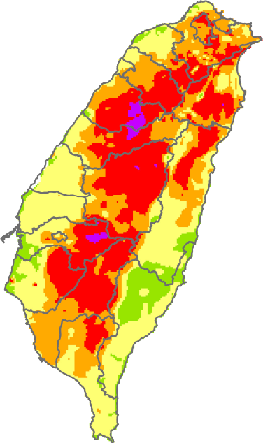 2008年效累積雨量分布圖