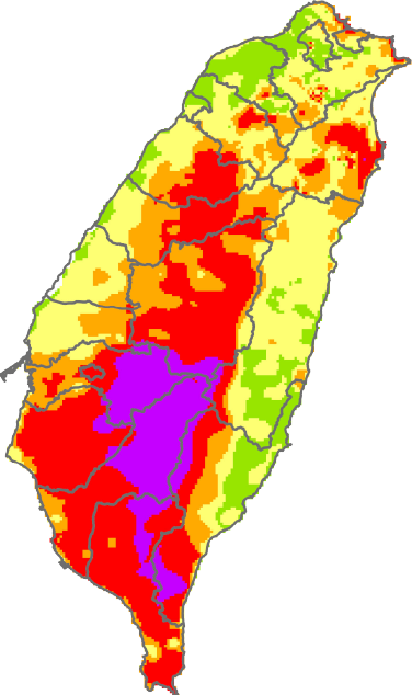 2009年效累積雨量分布圖
