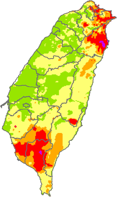 2010年效累積雨量分布圖