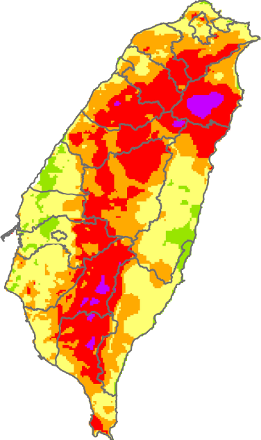 2012年效累積雨量分布圖