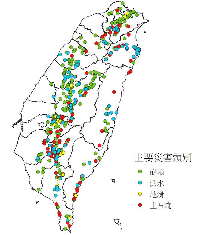 2005-2022全臺重大土砂災例分布圖