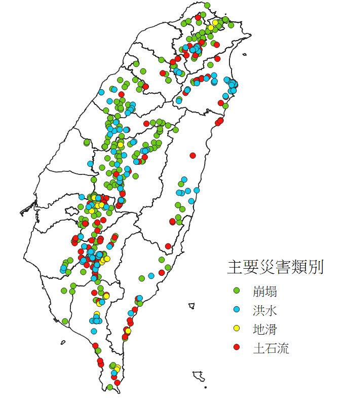 2005-2023全臺重大土砂災例分布圖