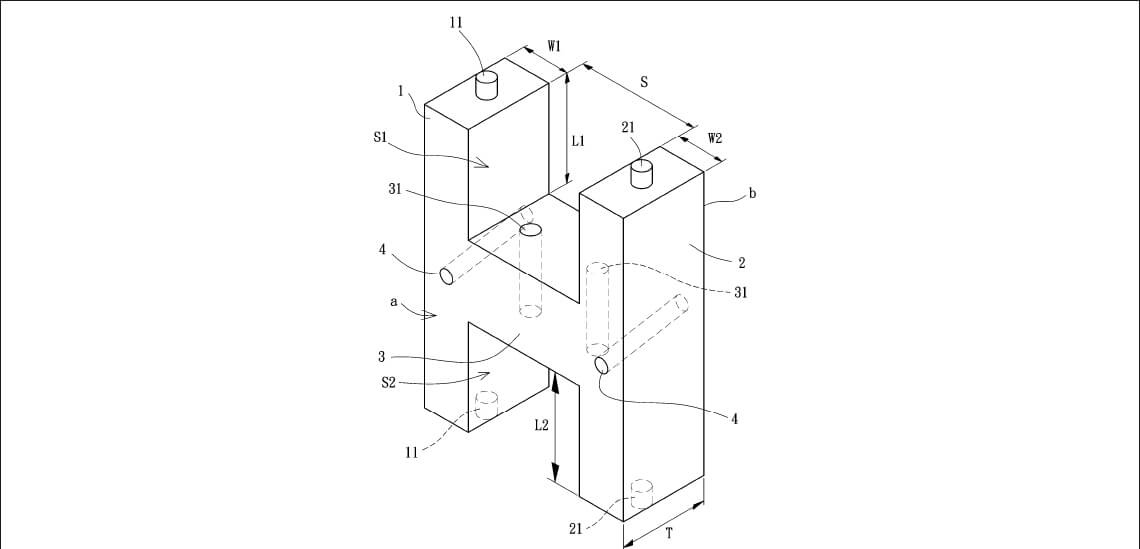 本創作的榫接護坡塊的第一實施例的立體結構圖