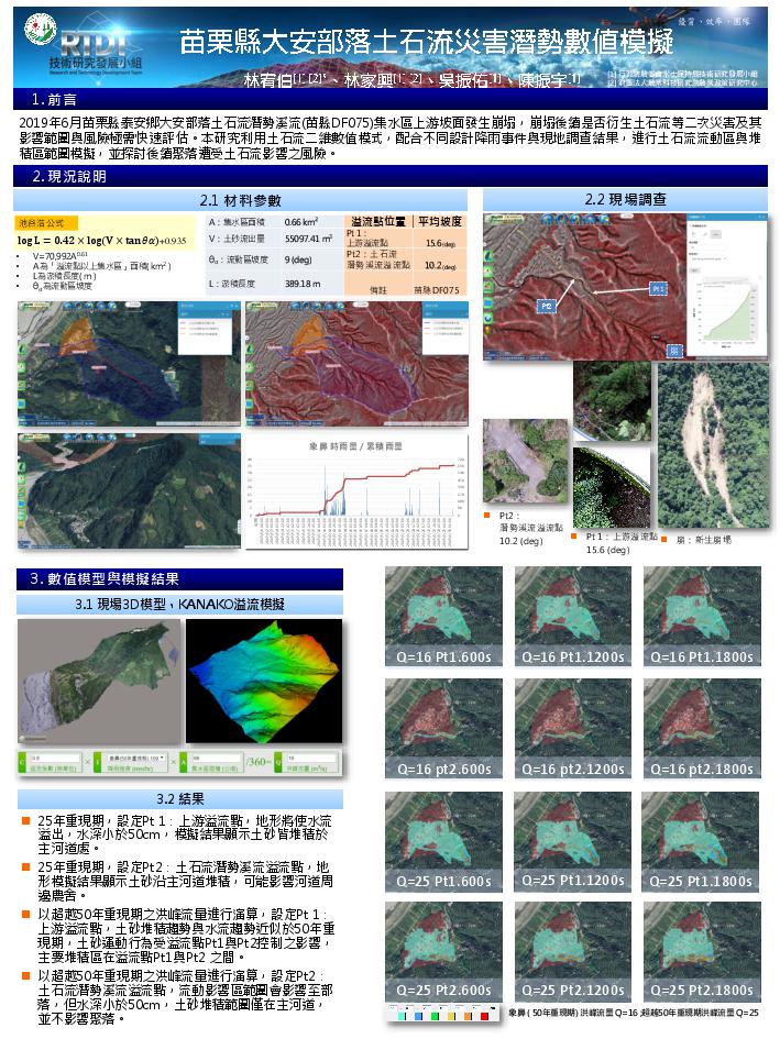 苗栗縣大安部落土石流災害潛勢數值模擬